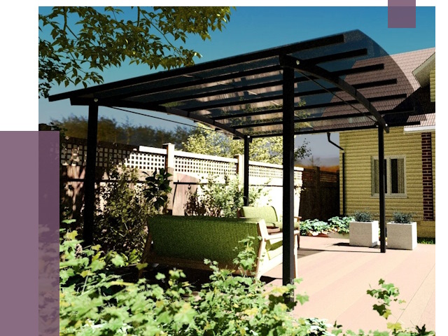 Навесы для террасы в Мегионе от 13292 руб. под ключ | ПРОЛЁТ-Мго