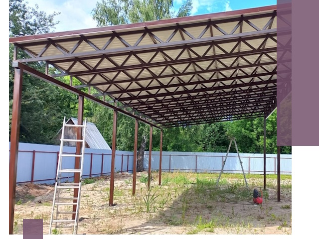 Односкатные навесы под ключ в Мегионе — изготовление и монтаж