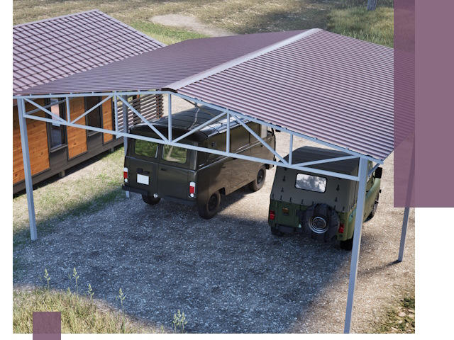 Двускатные навесы под ключ в Мегионе — изготовление и монтаж